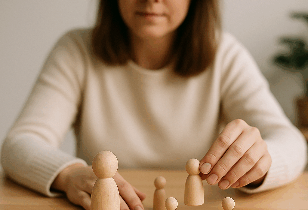 Woman Placing Figurines