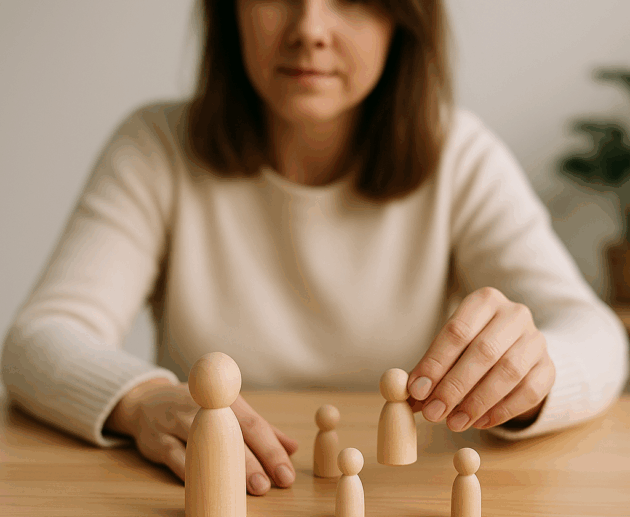 Woman Placing Figurines