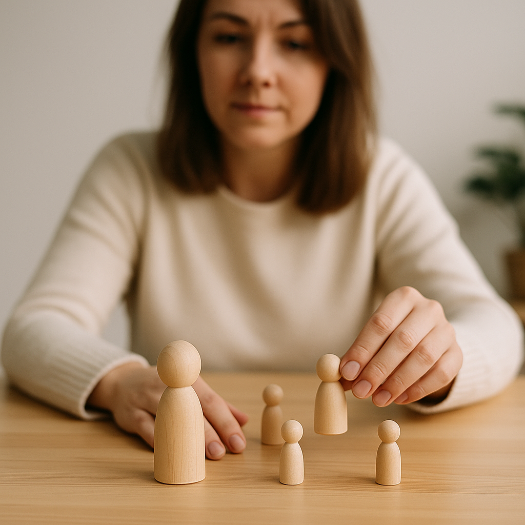 Woman Placing Figurines