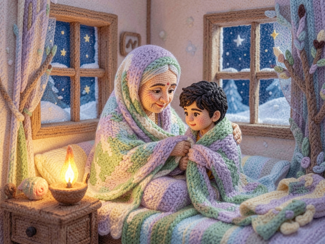 Grandma's Warm Shawl, a heartwarming bedtime story for kids about a grandmother's love, warmth, and feeling safe
